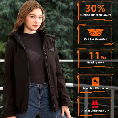 Women's Heated Jacket with Battery Pack in Black