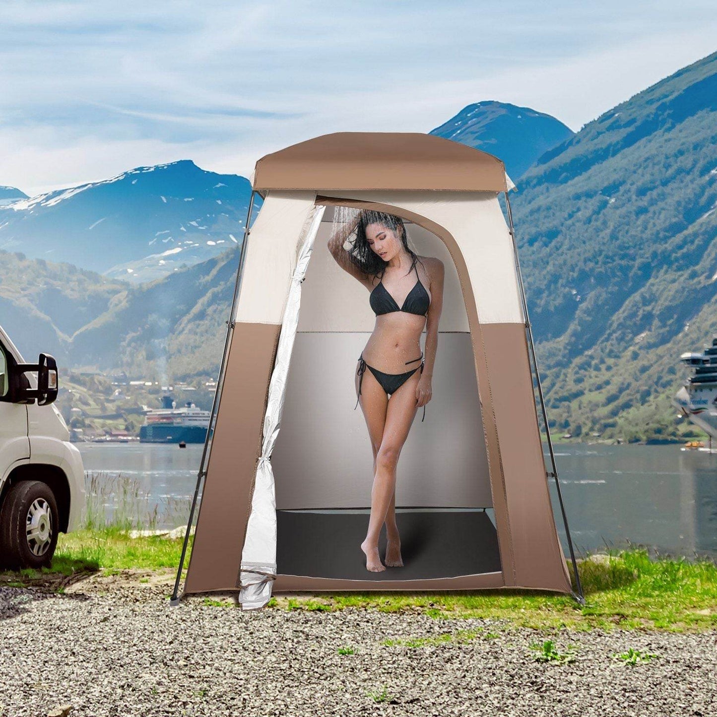 66" x 66" x 87" 1 Room Oversize Outdoor Camping Shower Tent