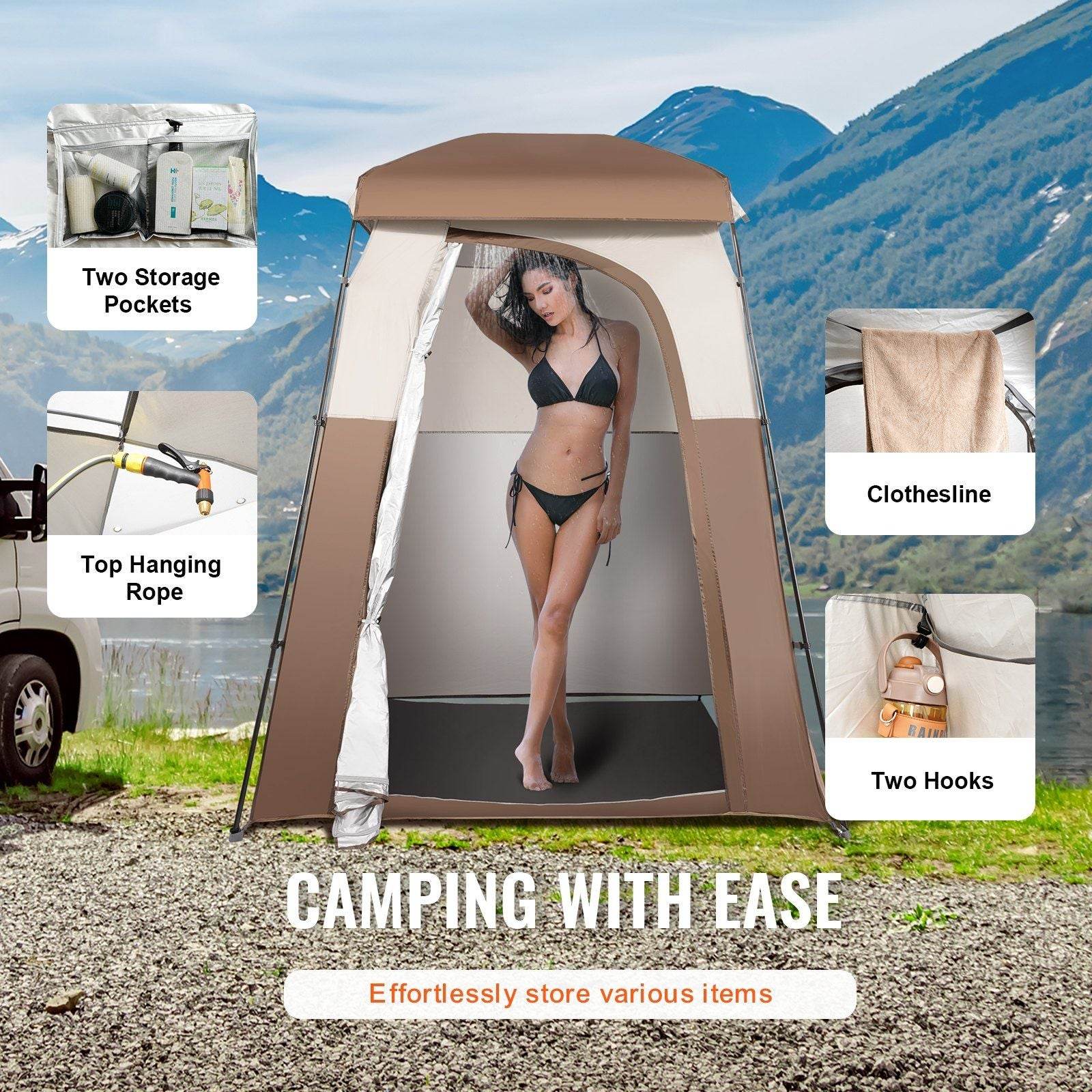 66" x 66" x 87" 1 Room Oversize Outdoor Camping Shower Tent