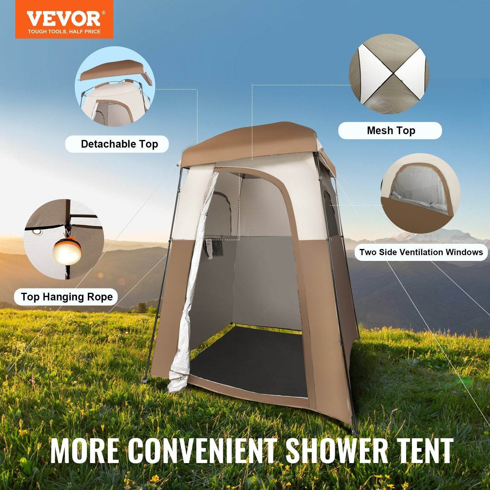66" x 66" x 87" 1 Room Oversize Outdoor Camping Shower Tent