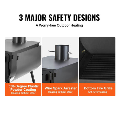 Portable Wood Burning Stove with Chimney Pipes