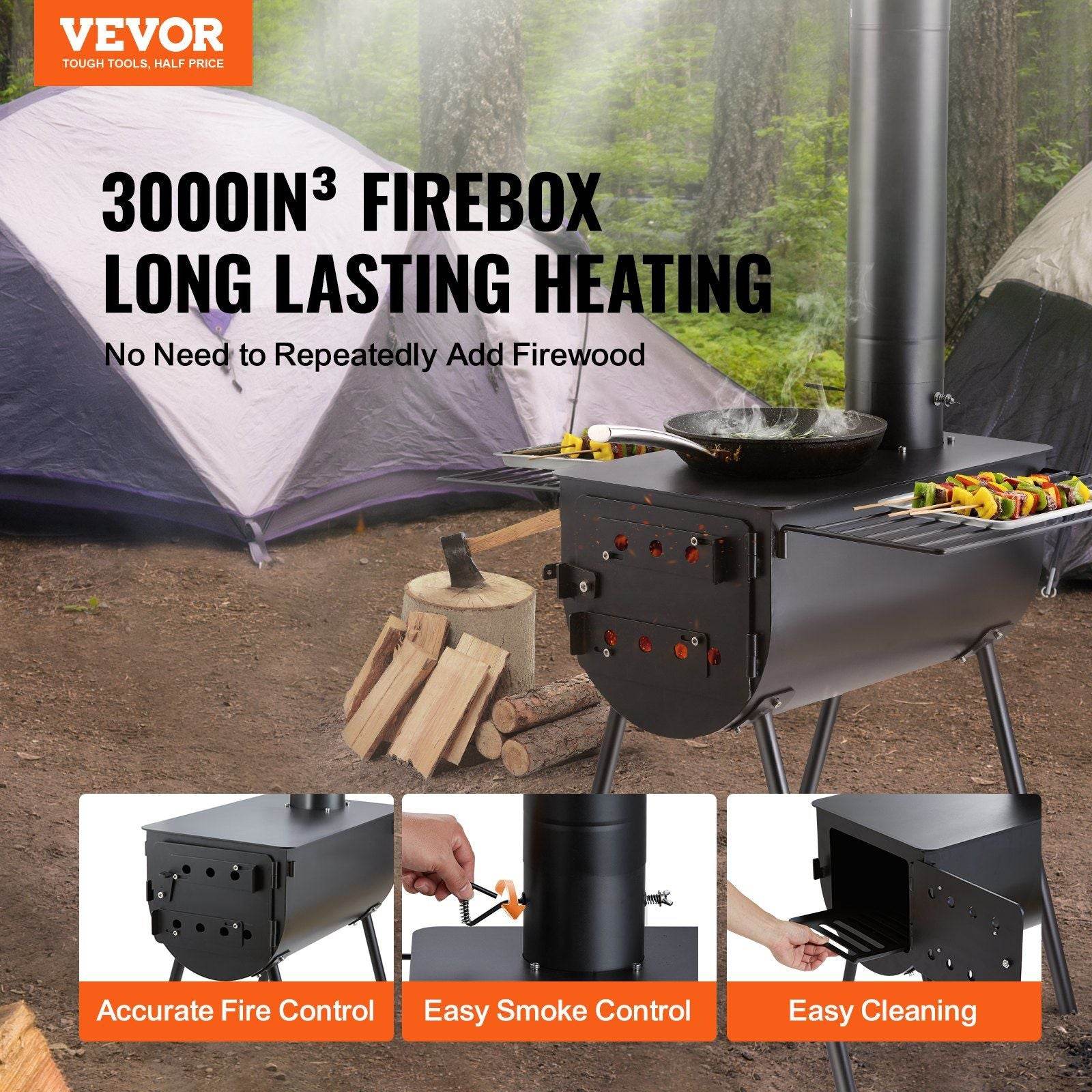 Portable Wood Burning Stove with Chimney Pipes