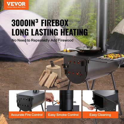 Portable Wood Burning Stove with Chimney Pipes