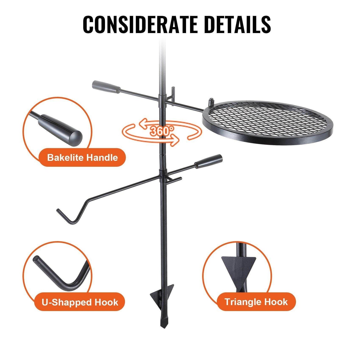 360° Adjustable Open Fire Camping Grill Grate