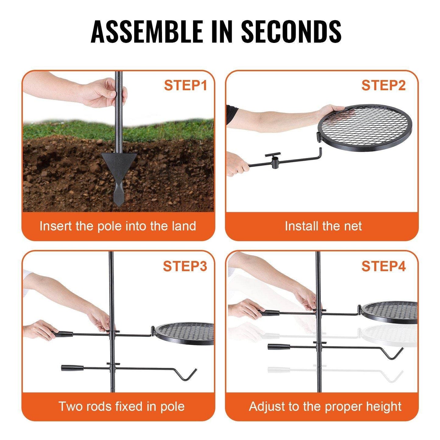 360° Adjustable Open Fire Camping Grill Grate