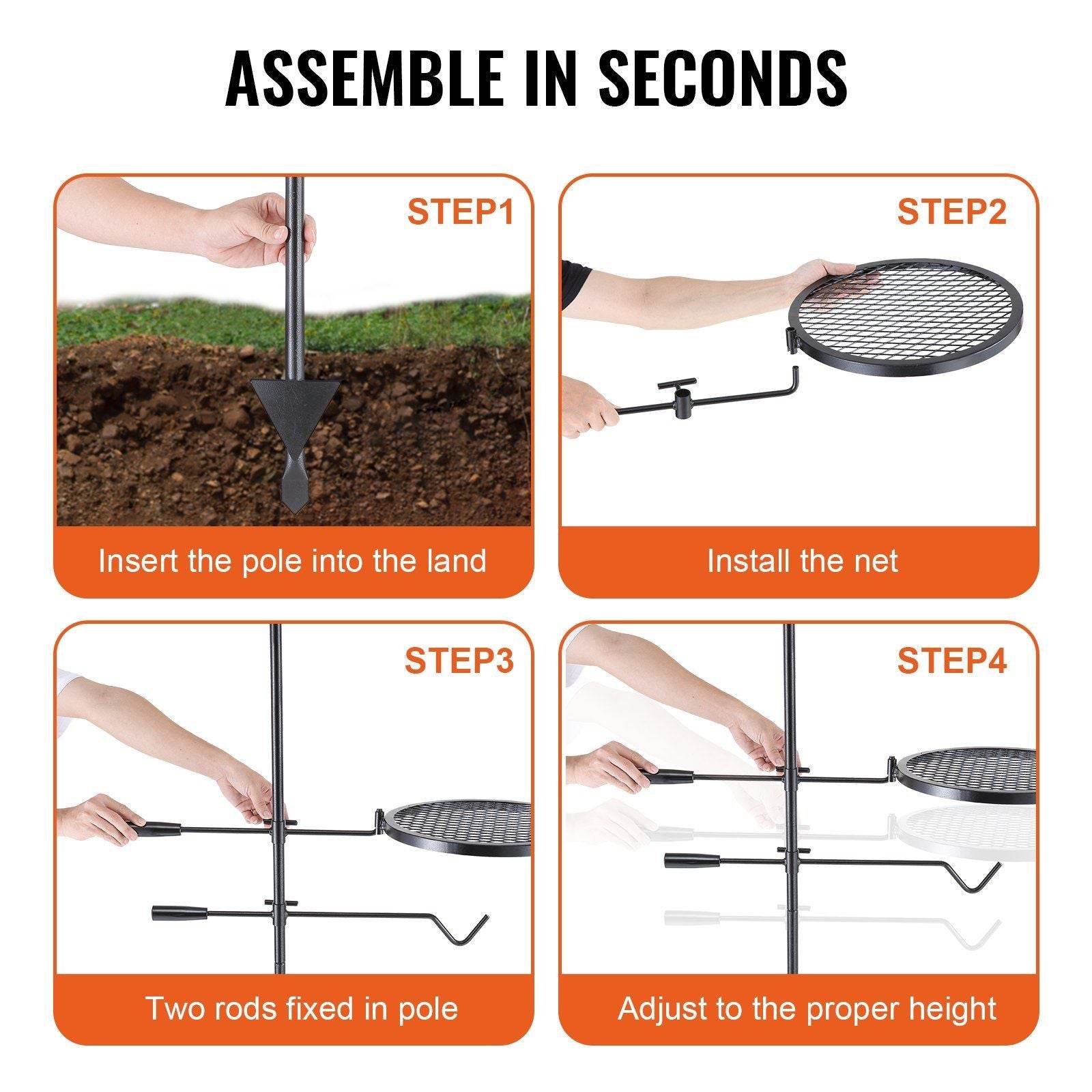 360° Adjustable Open Fire Camping Grill Grate