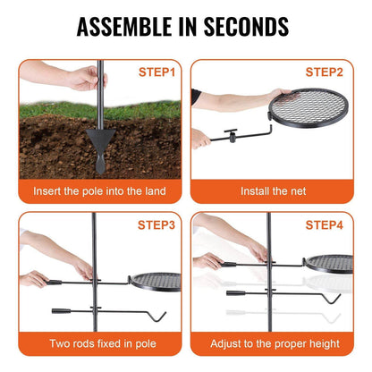 360° Adjustable Open Fire Camping Grill Grate