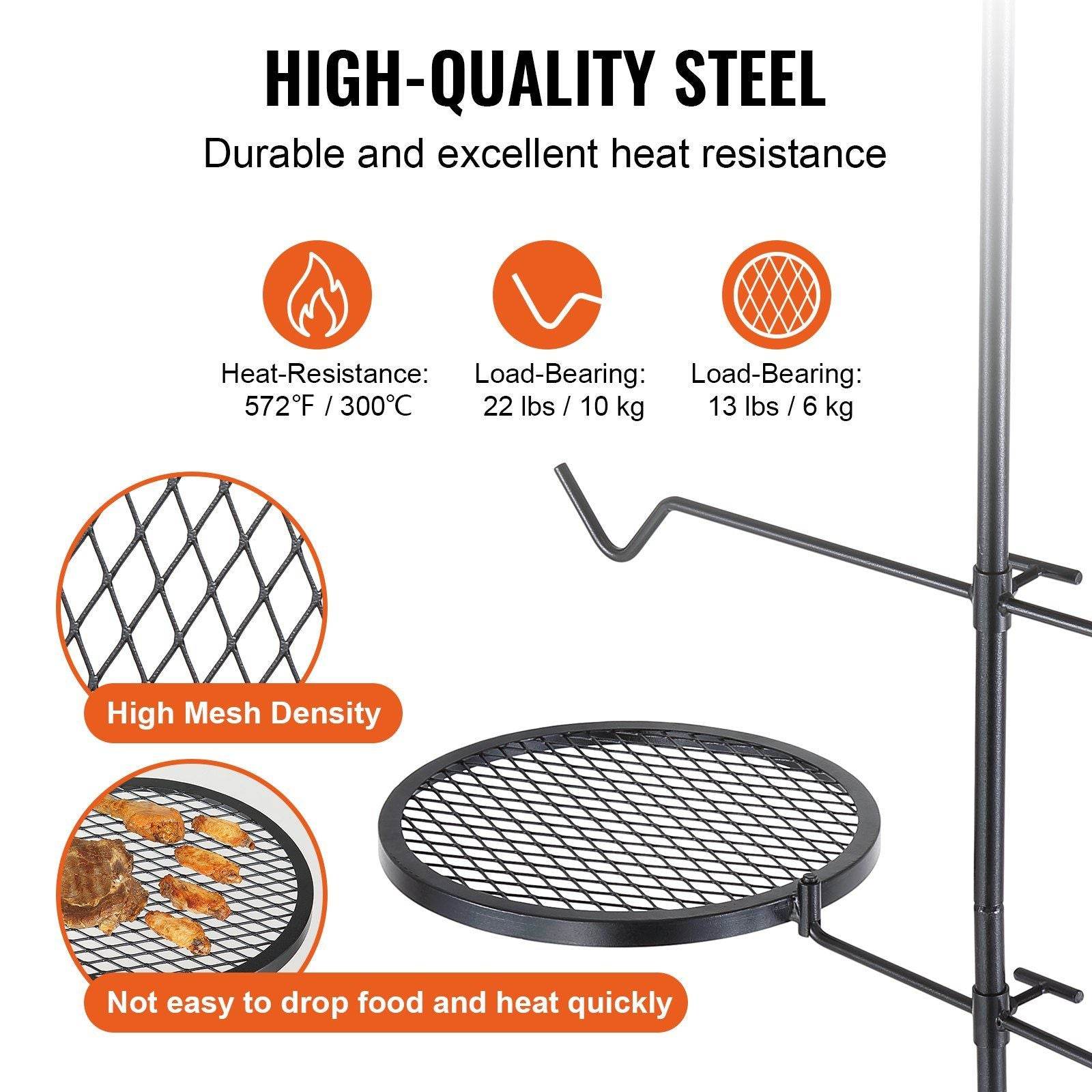360° Adjustable Open Fire Camping Grill Grate