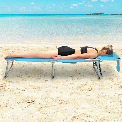 Folding Beach Lounge Chair with Pillow for Outdoor