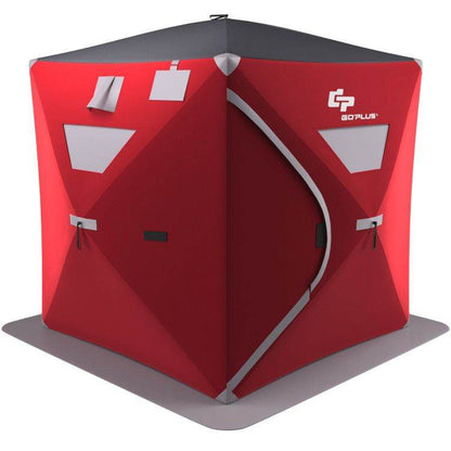 2-Person Portable Ice Shelter Fishing Tent with Carry Bag – Red