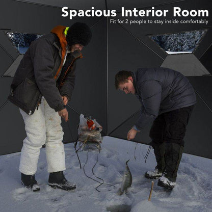2-Person Portable Ice Shelter Fishing Tent with Carry Bag – Red
