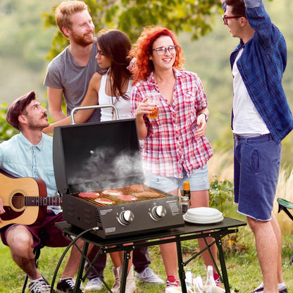 2 Burner Propane Gas Tabletop BBQ Grill with Foldable Legs