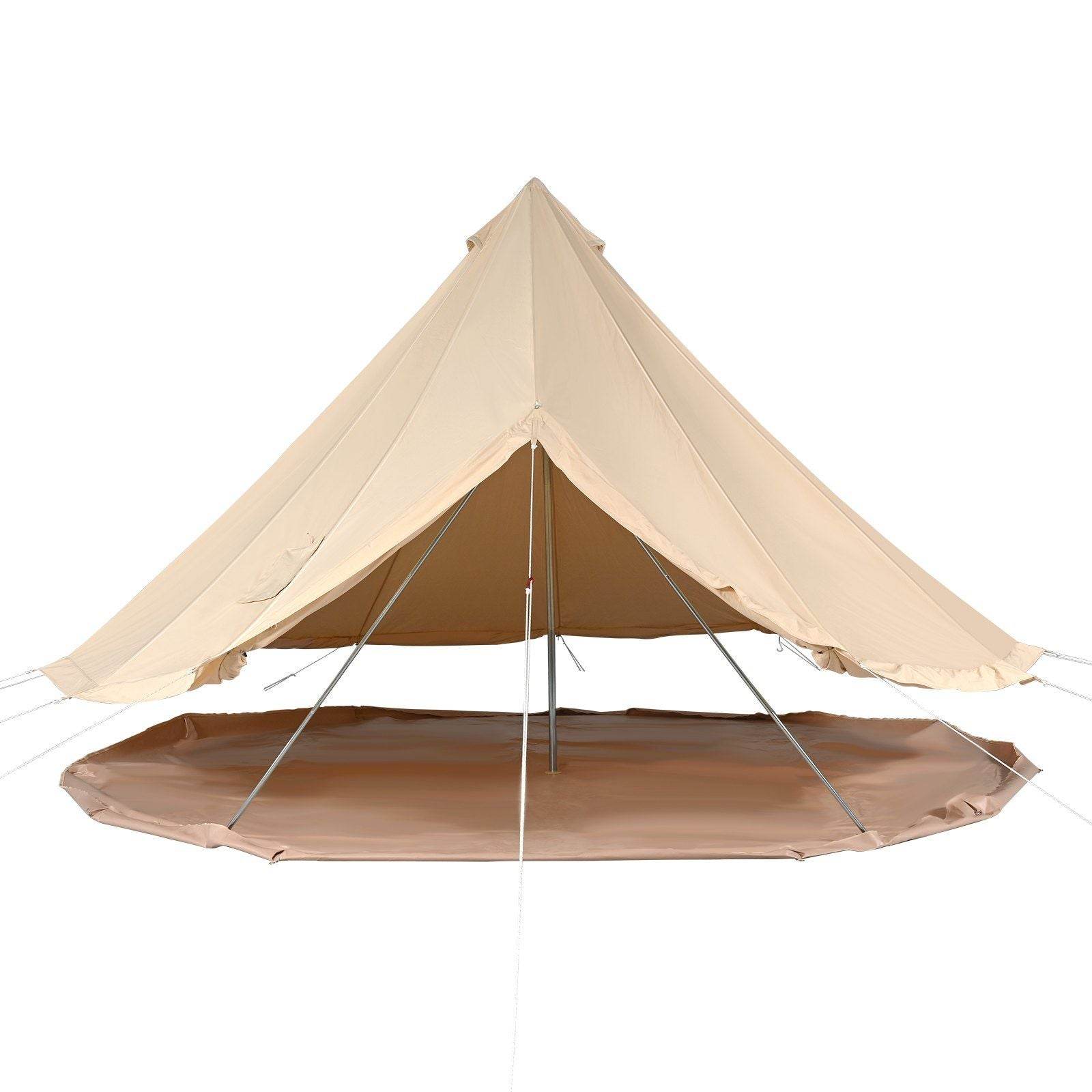 3-5 Person Canvas Glamping Bell Tent with Stove Jack and Detachable Side Wall 10'x 10'x98"