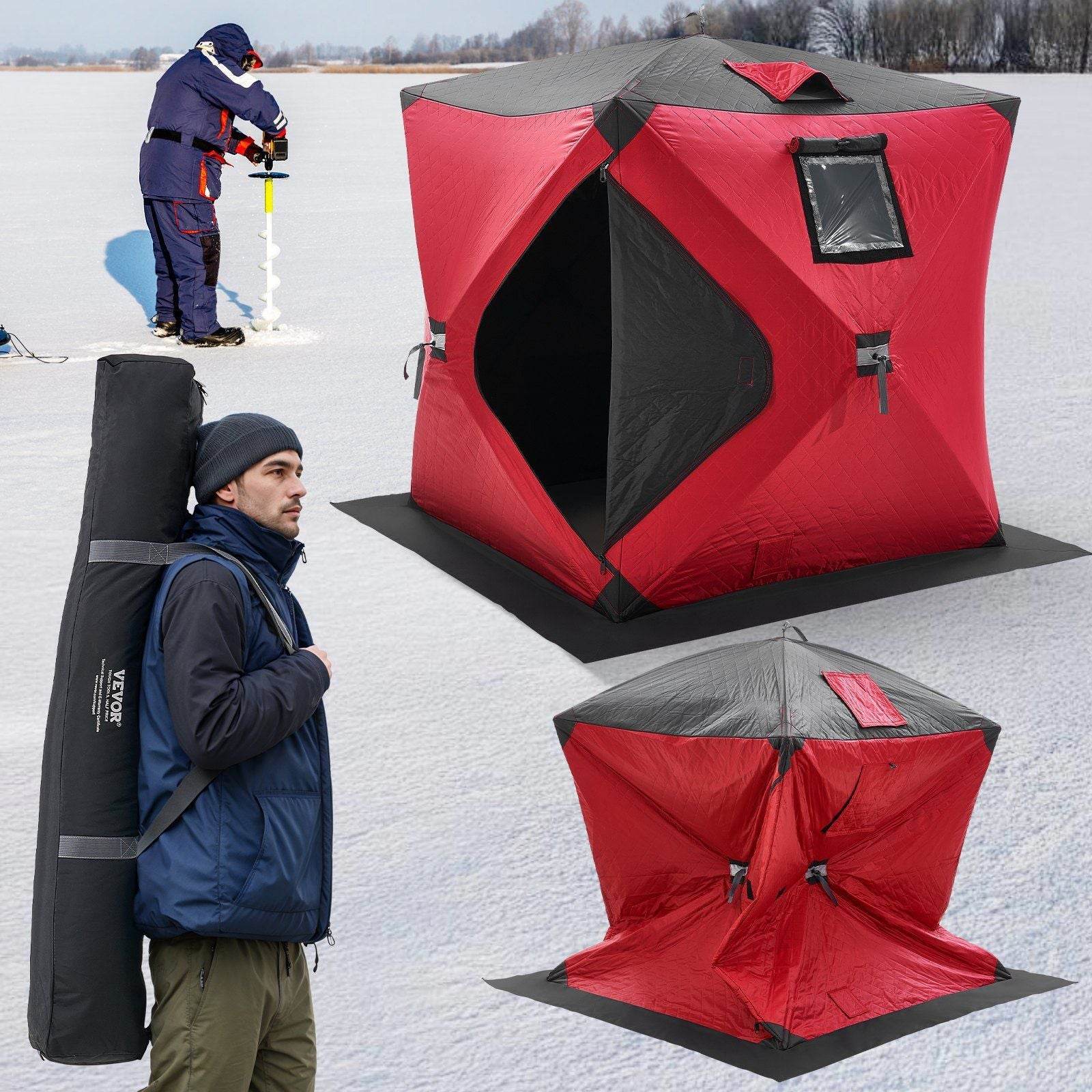 1-2 Person Portable Pop-Up Ice Fishing Shanty Tent