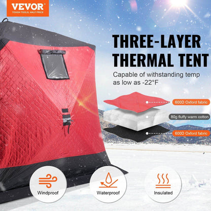 6-8 Person Portable Pop-Up Ice Fishing Shanty Tent