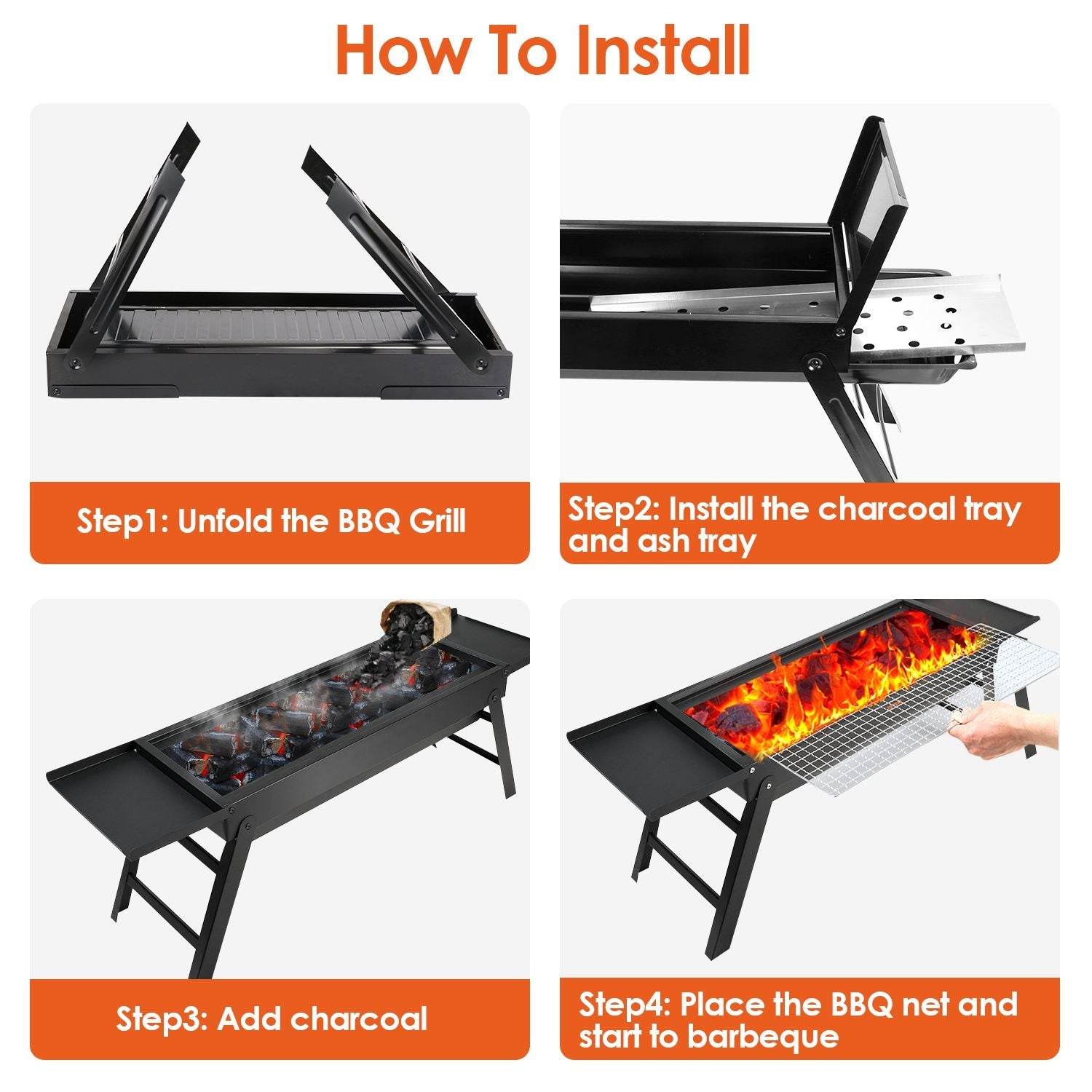 Folding Charcoal Stainless Steel Grill