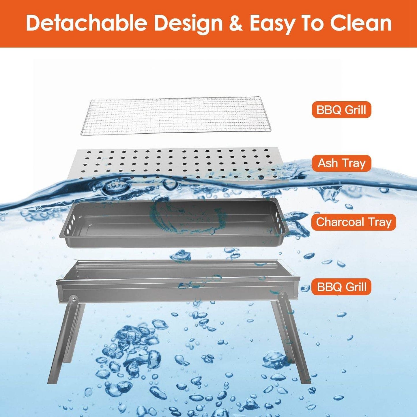 Folding Charcoal Stainless Steel Grill