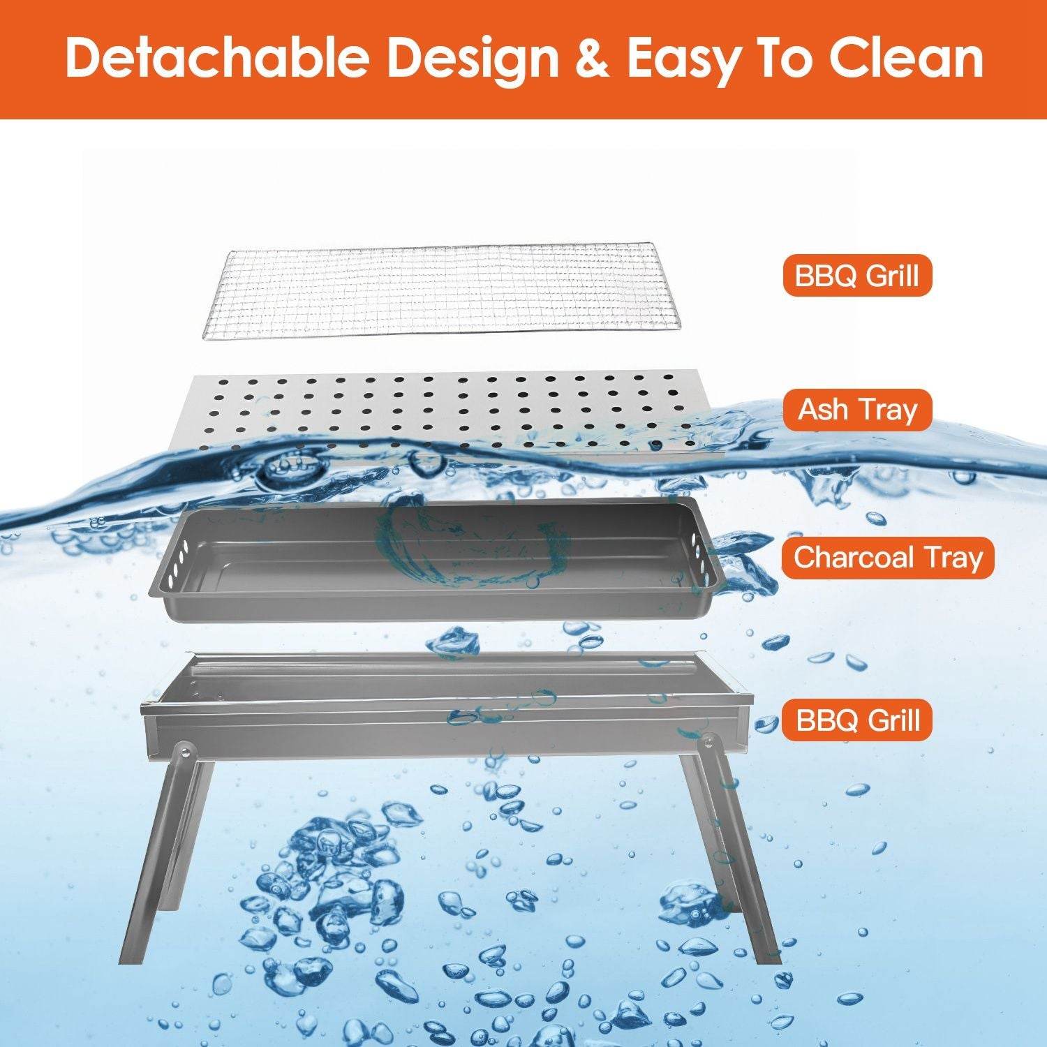 Folding Charcoal Stainless Steel Grill