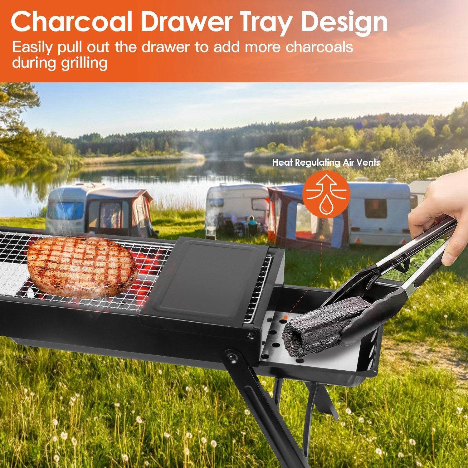 Folding Charcoal Stainless Steel Grill