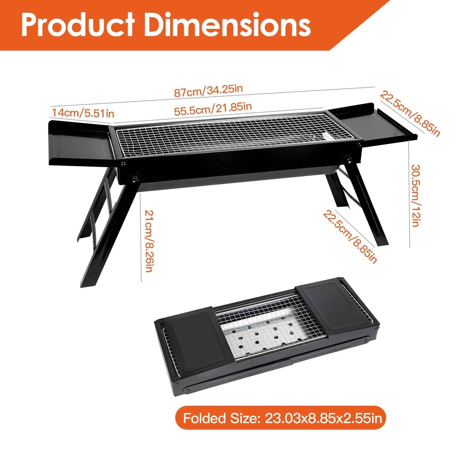 Folding Charcoal Stainless Steel Grill