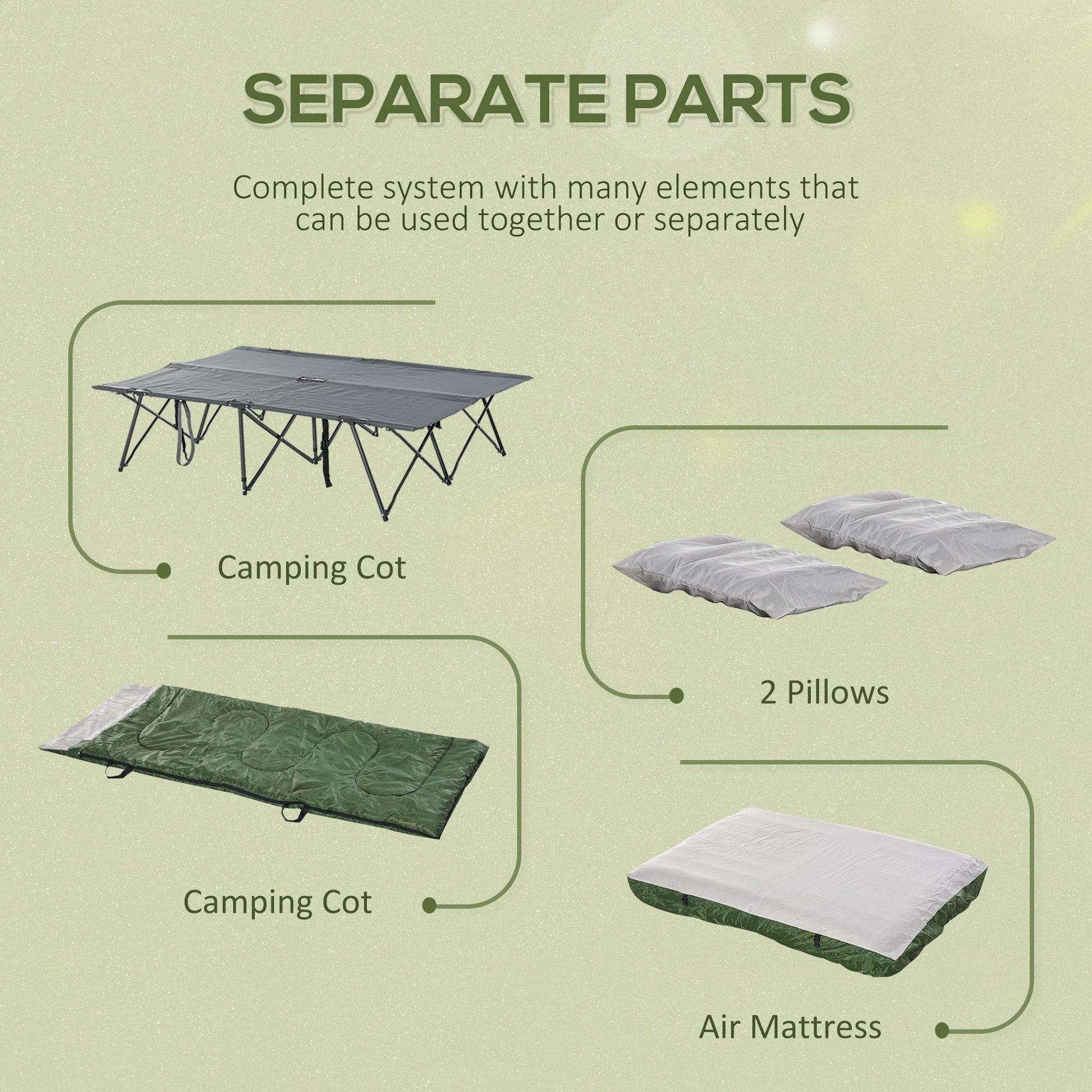2-Person Folding Camping Cot Set With Carrying Bag
