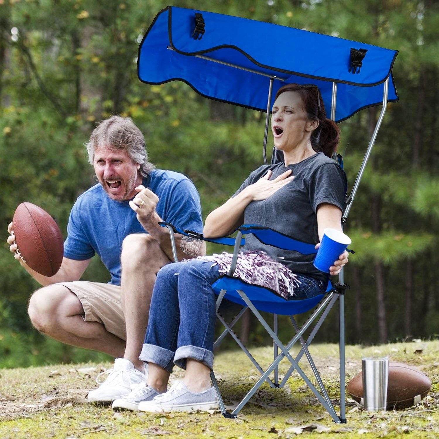 Foldable Canopy Beach Chair with Sun Protection and A Shade Cover