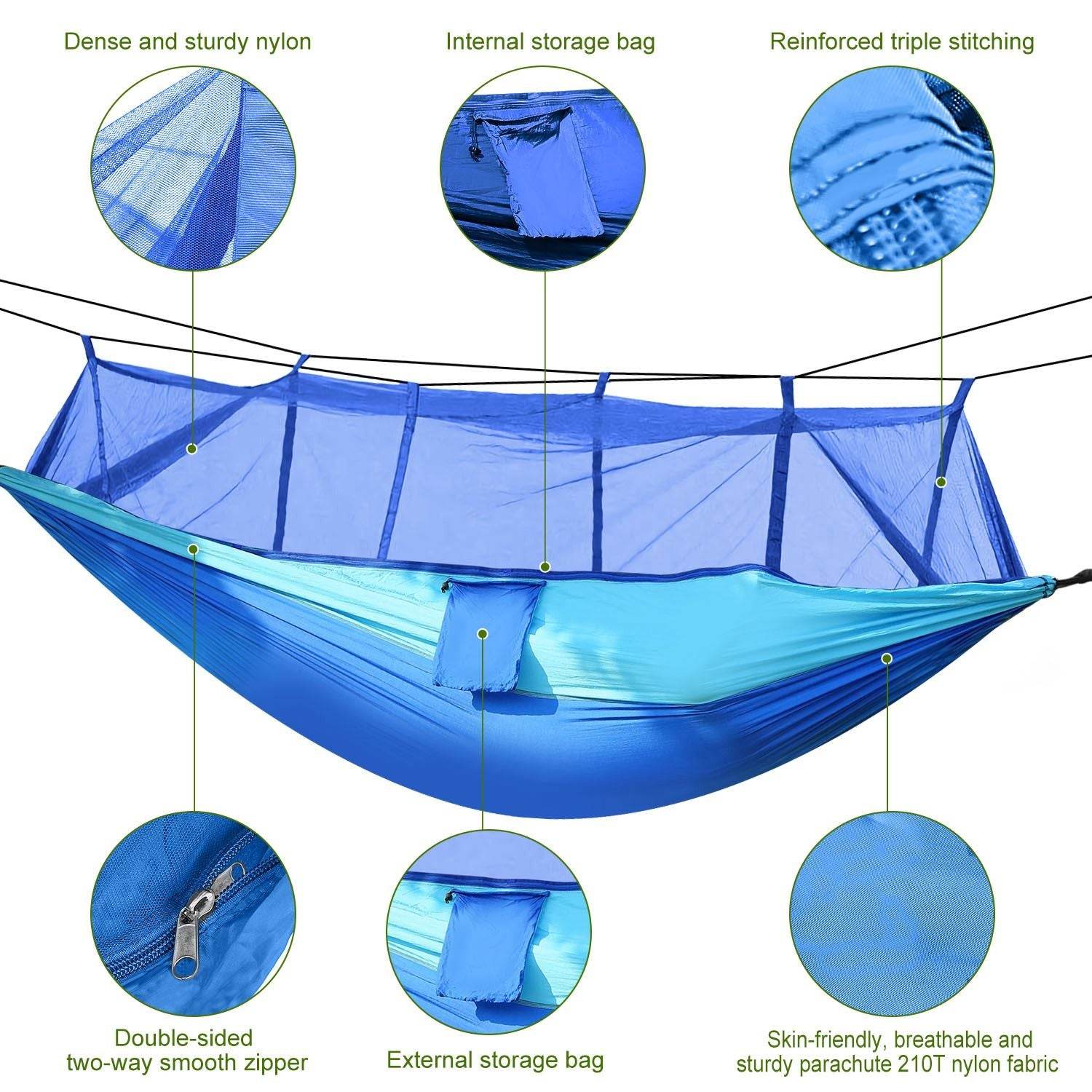 Portable Double Camping Hammock with Mosquito Net