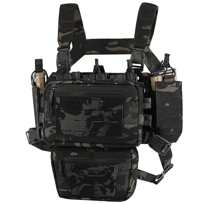 Tactical Chest Rig with Magazine Pouch for Hunting, Airsoft & Outdoor Use Dark Camo
