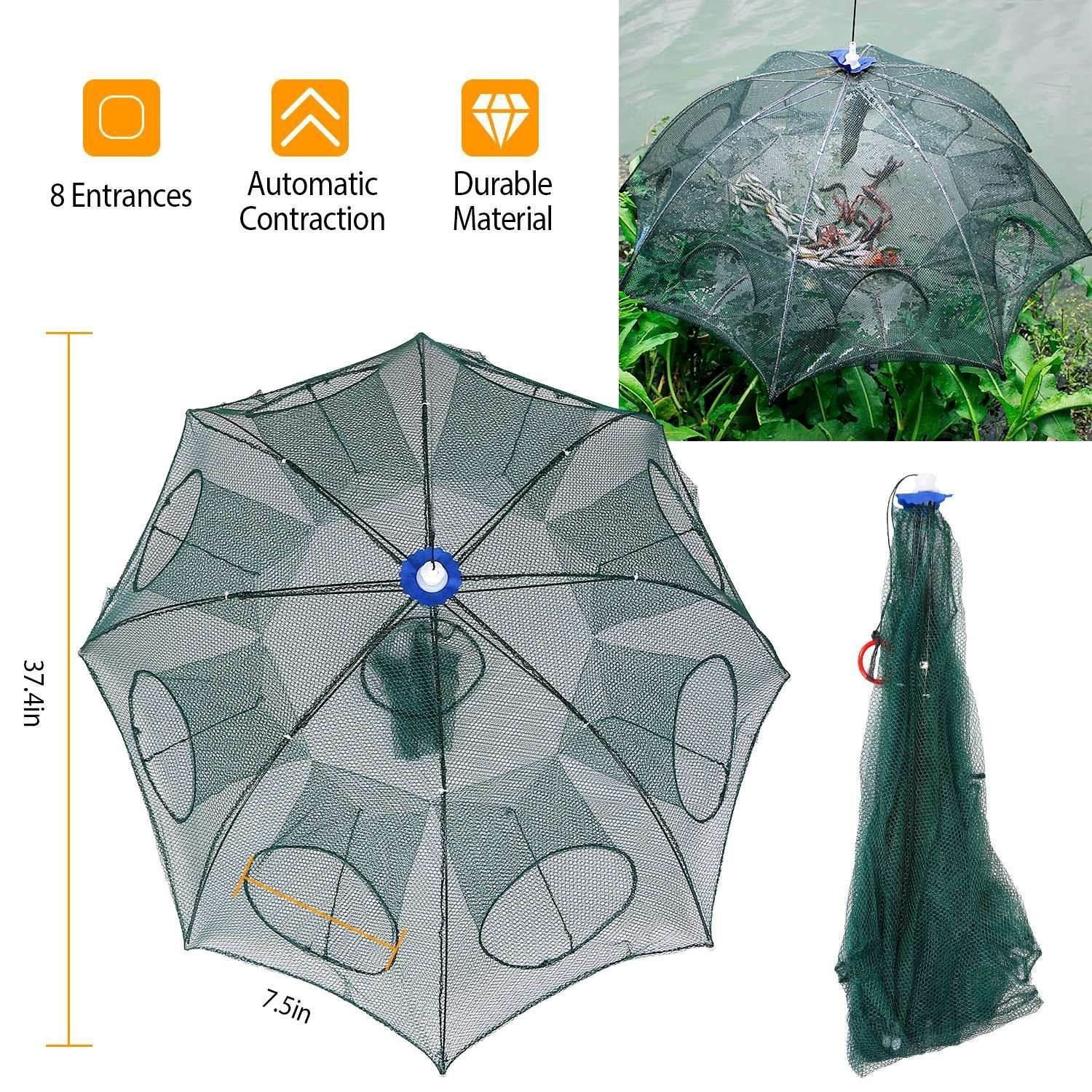 Foldable Fishing Bait Trap Net Green