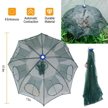 Foldable Fishing Bait Trap Net Green