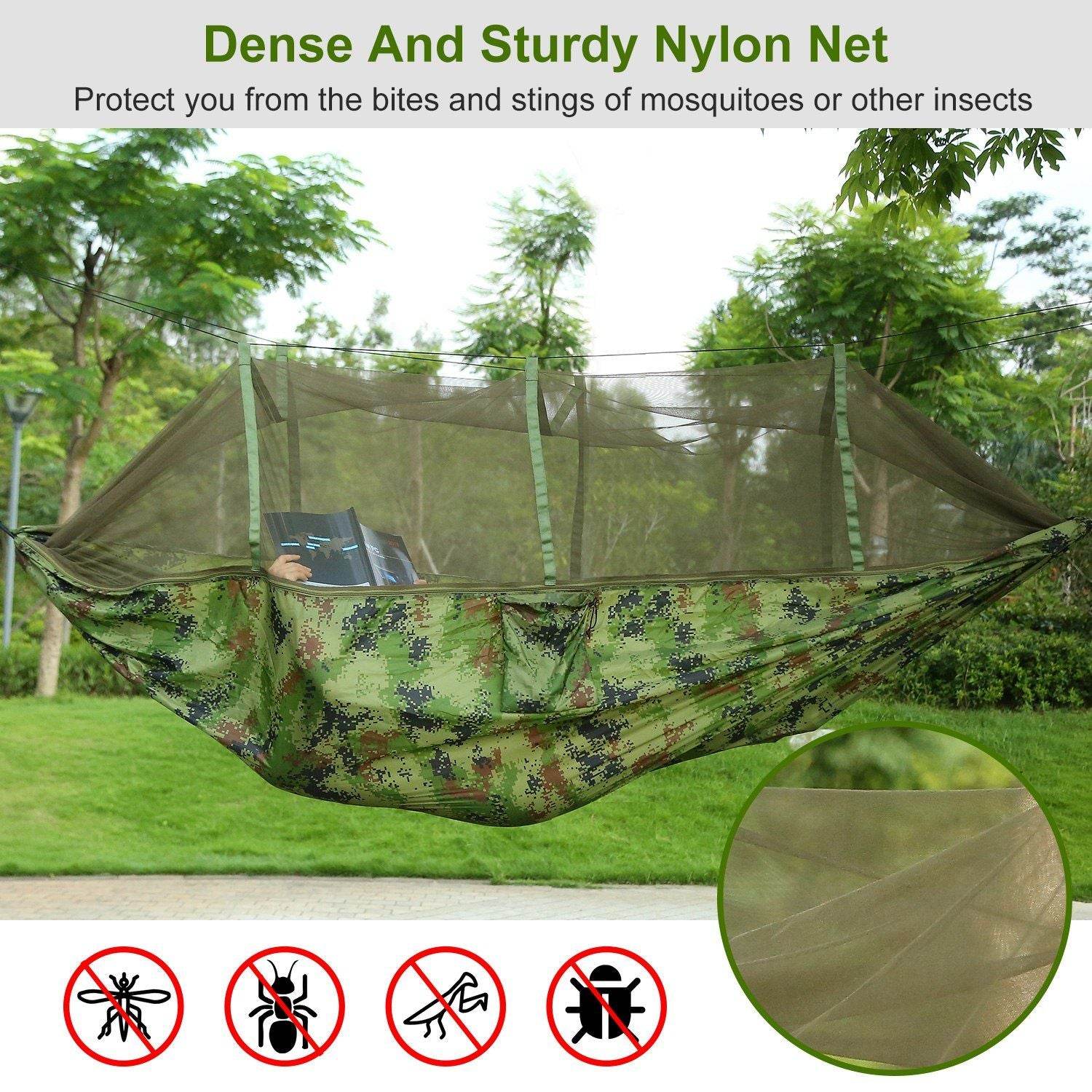 Portable Double Camping Hammock with Mosquito Net