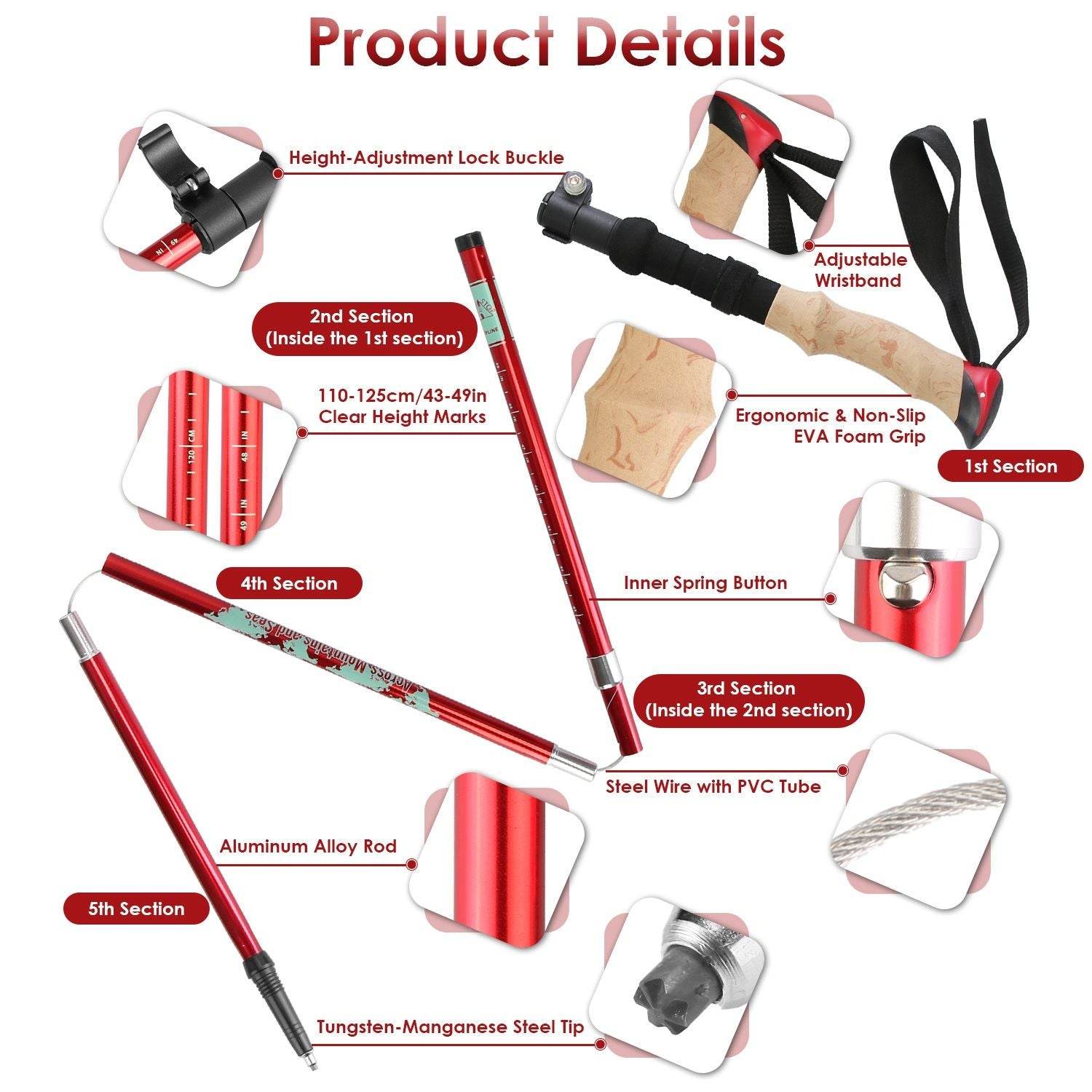 2-Pack Collapsible Hiking Poles