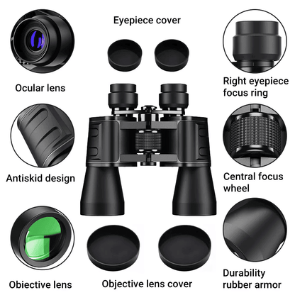 180x100 High-Power Military Binoculars Black