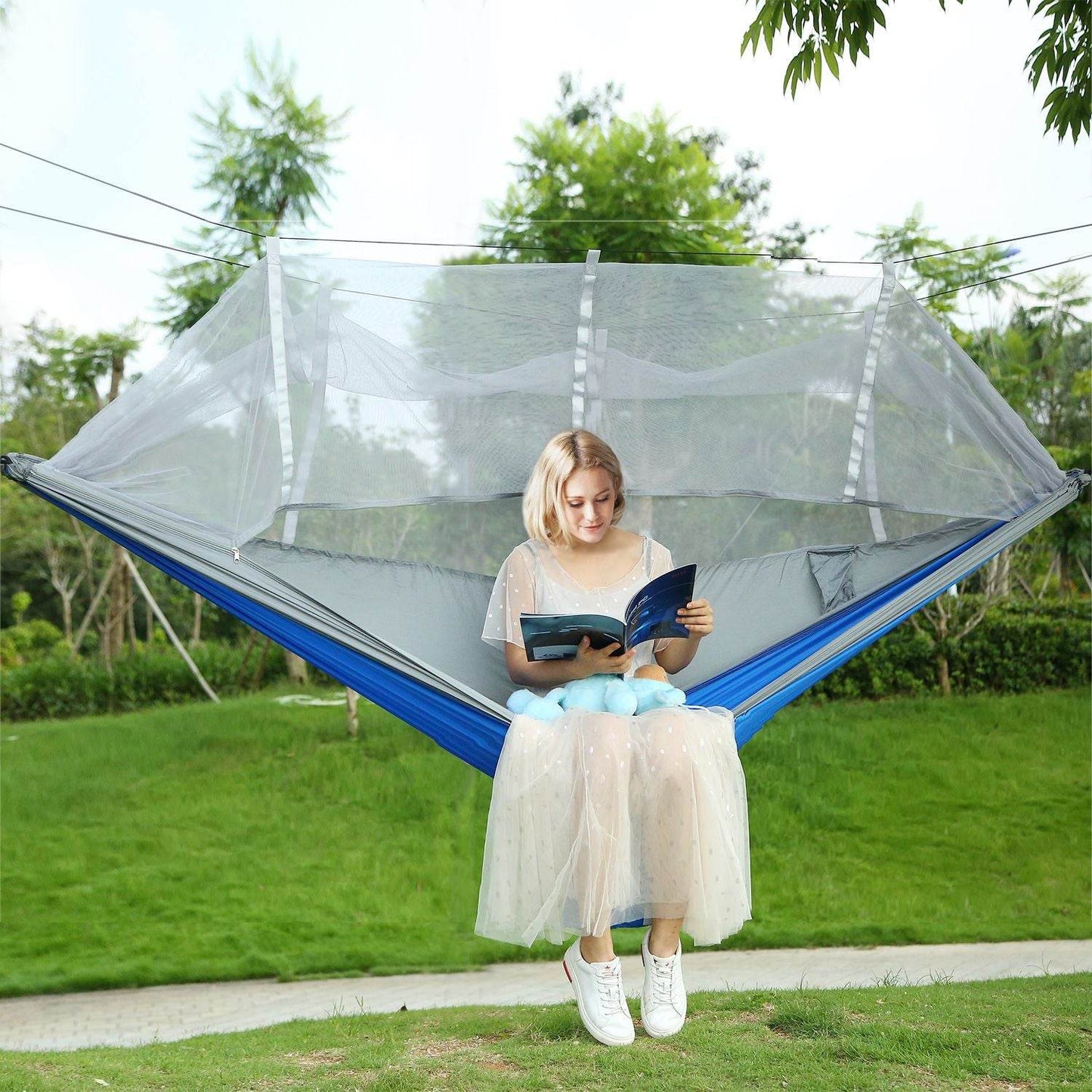 Portable Double Camping Hammock with Mosquito Net