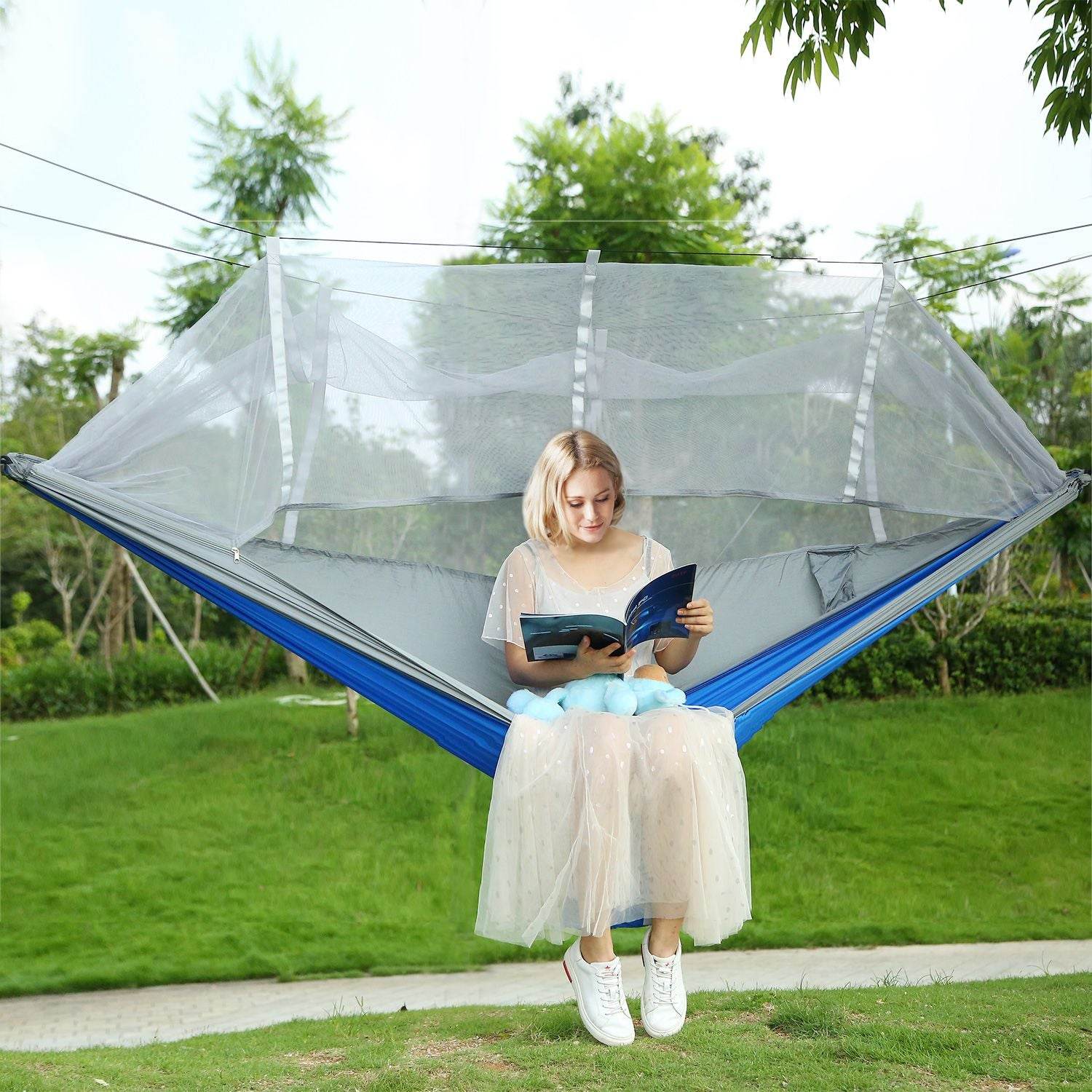 Portable Double Camping Hammock with Mosquito Net