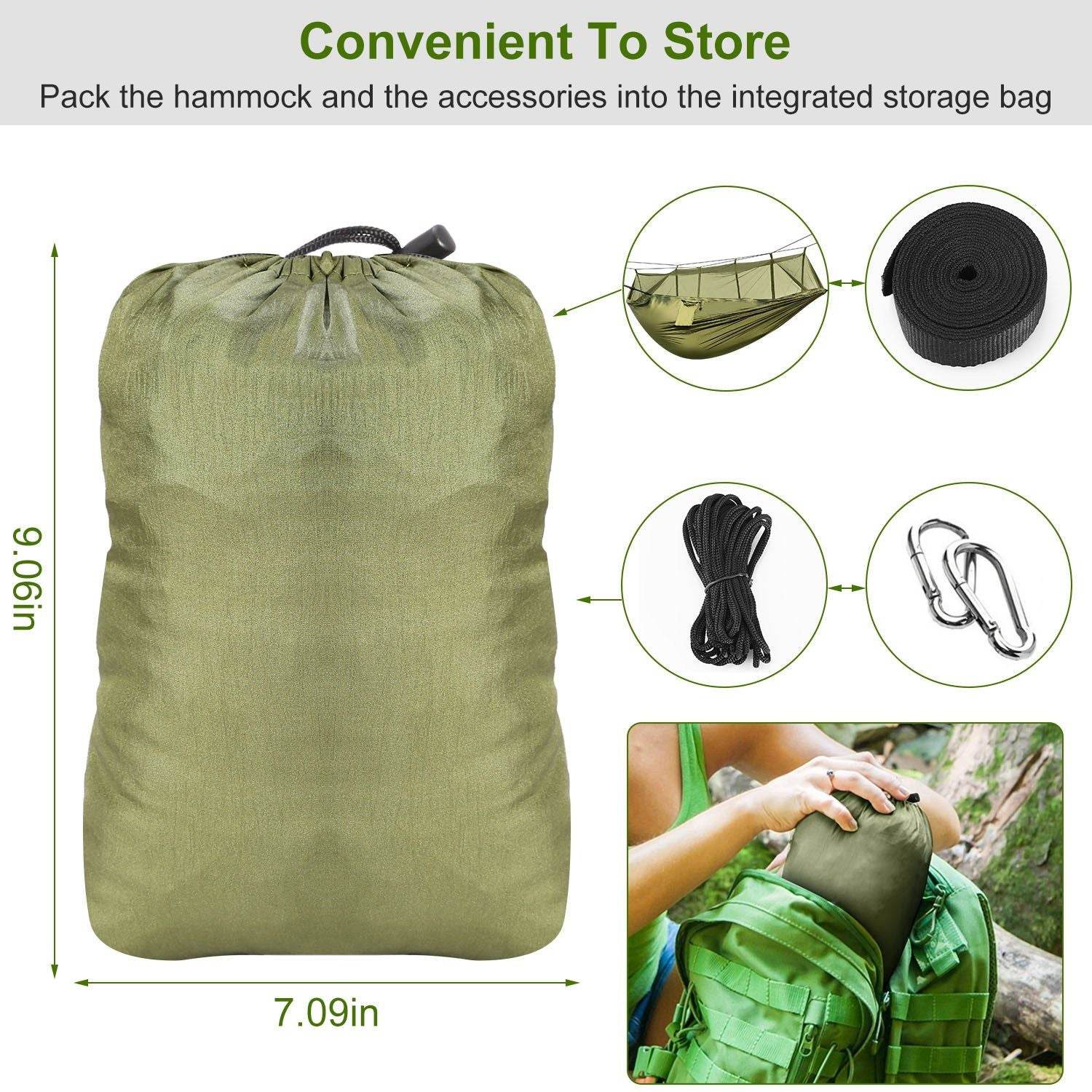 Portable Double Camping Hammock with Mosquito Net