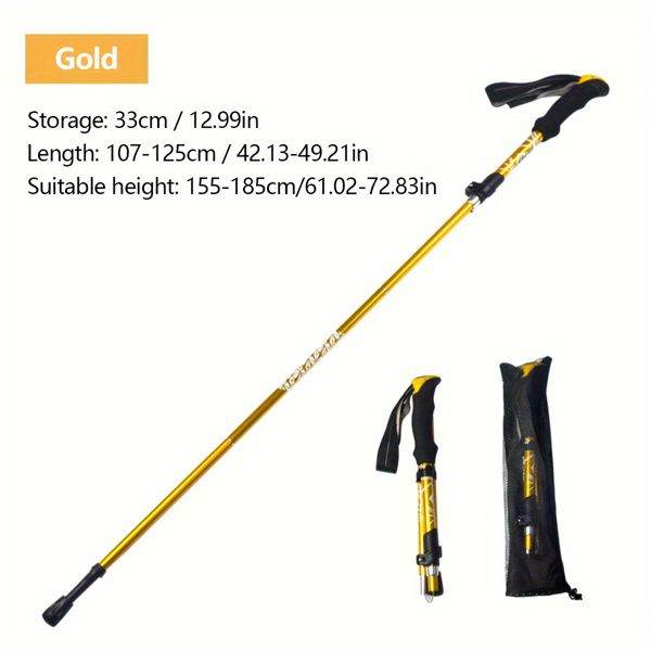 Collapsible Lightweight Adjustable Trekking Poles in Gold