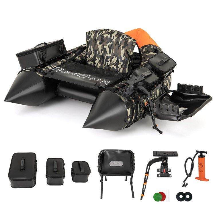 Portable Fishing Boat with 3 Detachable Storage Boxes Camouflage