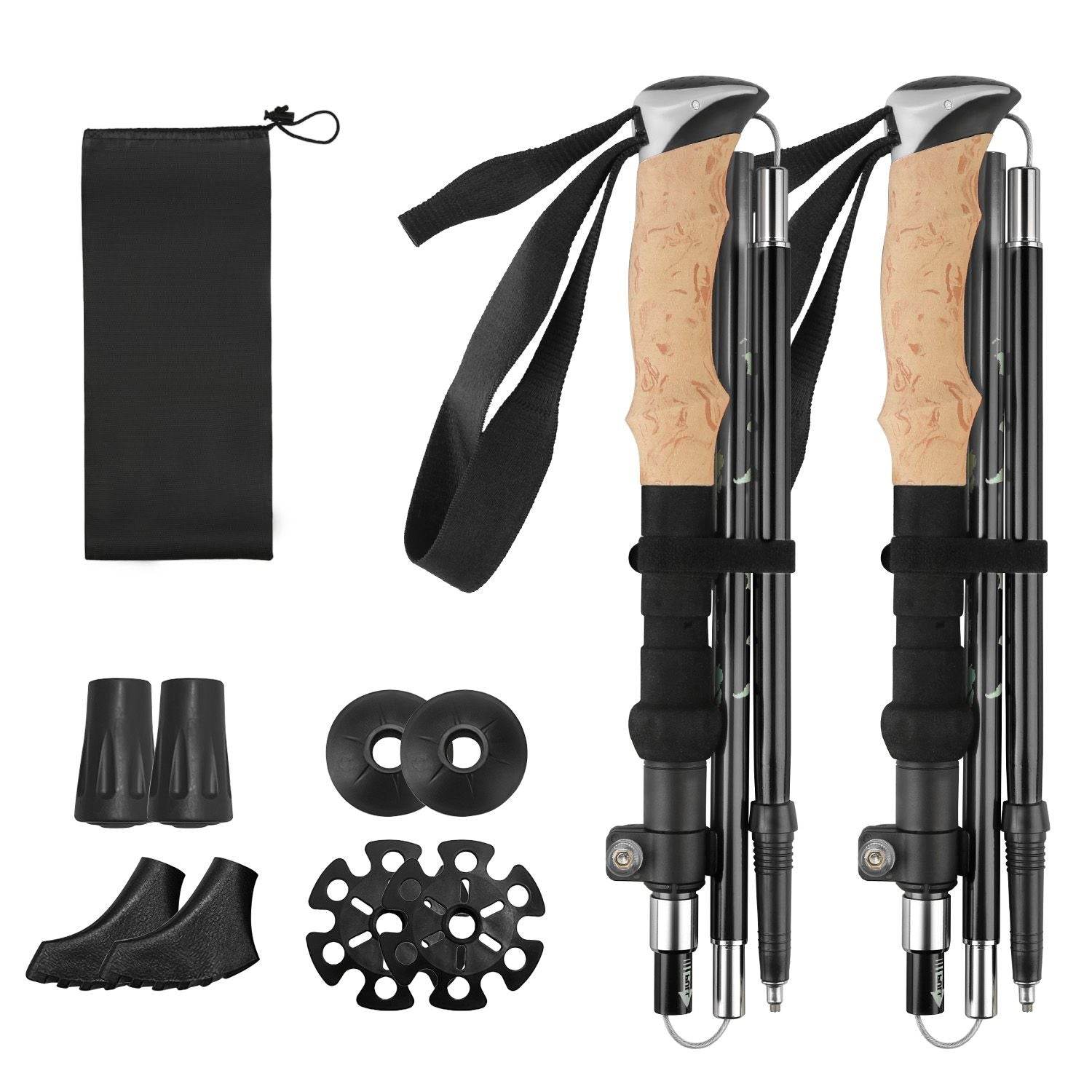 2-Pack Collapsible Hiking Poles Black