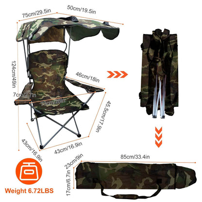 Foldable Canopy Beach Chair with Sun Protection and A Shade Cover