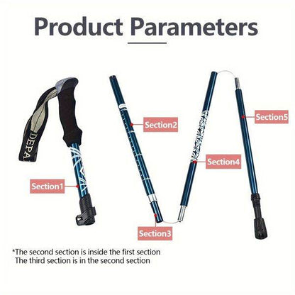 Collapsible Lightweight Adjustable Trekking Poles in Gold