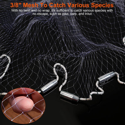 Heavy-Duty Hand Cast Fishing Net with Chain Sinker