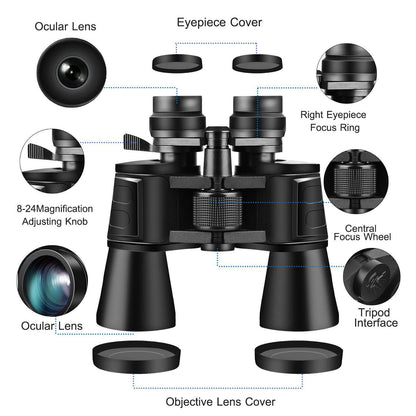 Portable Zoom Binoculars with FMC Lens and Low Light Night Vision