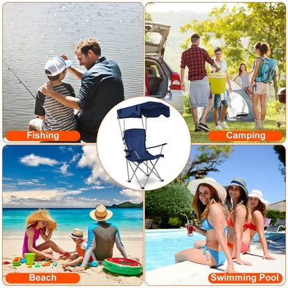 Foldable Canopy Beach Chair with Sun Protection and A Shade Cover