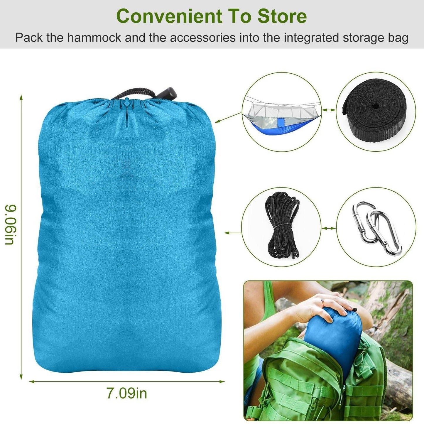 Portable Double Camping Hammock with Mosquito Net
