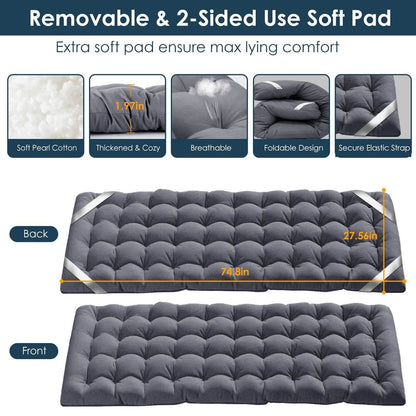 Folding Camping Cot with 2-Sided Soft Pad (440 lbs Max Load)