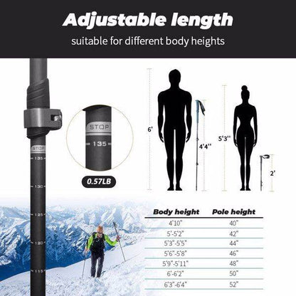 Pair of Adjustable Anti-Shock Trekking Poles in Black