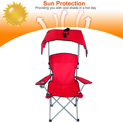Foldable Canopy Beach Chair with Sun Protection and A Shade Cover