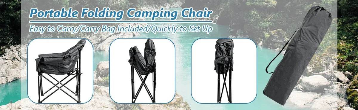 Oversized Foldable Moon Camping Chair with Cup Holder and Carry Bag – 300lb Capacity