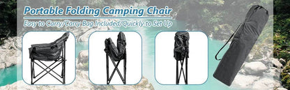 Oversized Foldable Moon Camping Chair with Cup Holder and Carry Bag – 300lb Capacity